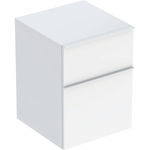 Mueble lateral Geberit iCon con dos cajones: H=60cm, Cuerpo y frontal: blanco/cubierto de alto brillo, Tirador: blanco/con pintura polvo al horno mate